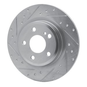 Mercedes-Benz SLC300 Brake Rotor (1) - Rear Left - R1 Concepts - Drilled & Slotted - Silver - `12-`20